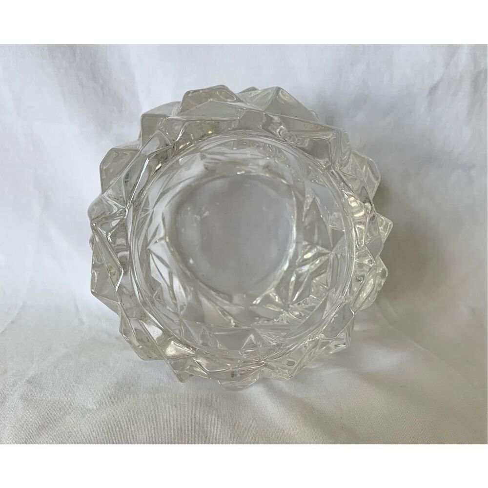 Tiffany & Co. Retired Rock Cut Crystal Glass Votive Candle Tea Light Holder MCM - Picture 3 of 6